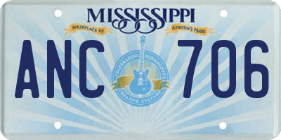 MS license plate ANC706