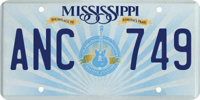 MS license plate ANC749