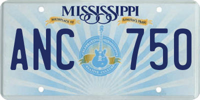 MS license plate ANC750