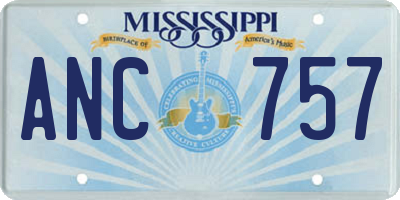 MS license plate ANC757