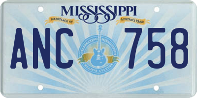 MS license plate ANC758