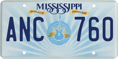 MS license plate ANC760
