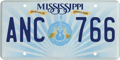 MS license plate ANC766