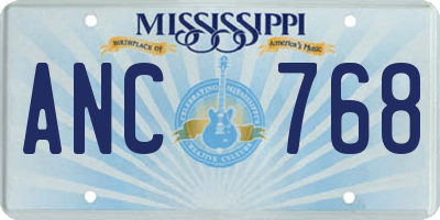 MS license plate ANC768
