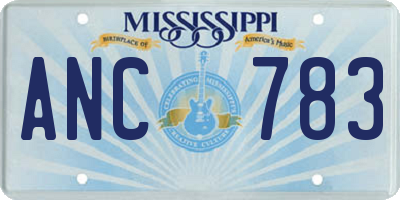 MS license plate ANC783