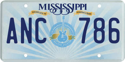 MS license plate ANC786