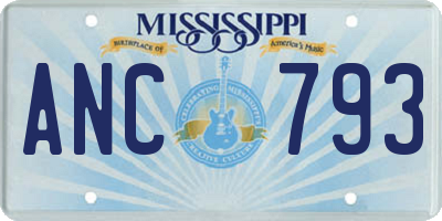 MS license plate ANC793