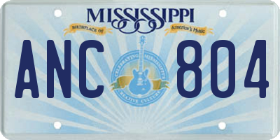 MS license plate ANC804