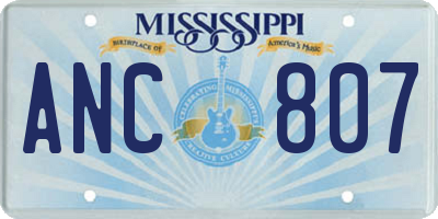 MS license plate ANC807