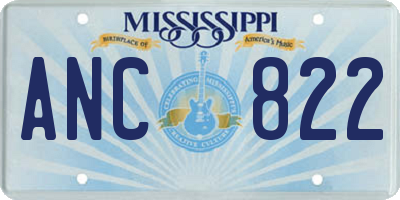 MS license plate ANC822