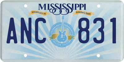 MS license plate ANC831