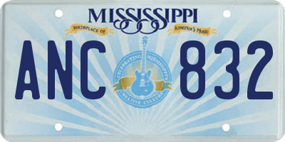 MS license plate ANC832
