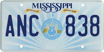 MS license plate ANC838