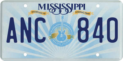 MS license plate ANC840