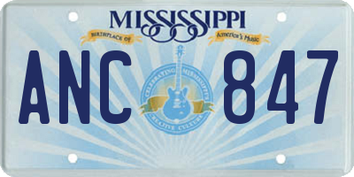 MS license plate ANC847