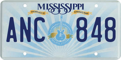 MS license plate ANC848