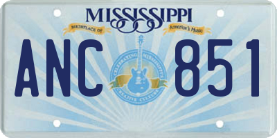 MS license plate ANC851
