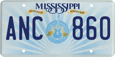 MS license plate ANC860