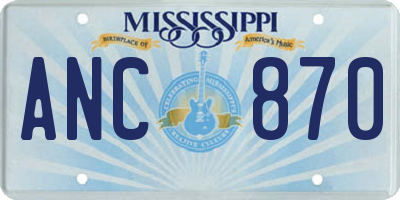 MS license plate ANC870