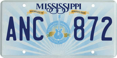 MS license plate ANC872