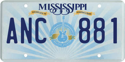 MS license plate ANC881