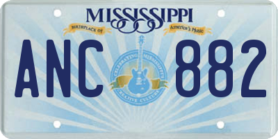MS license plate ANC882