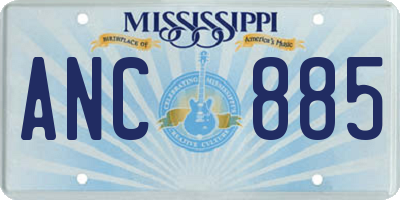 MS license plate ANC885