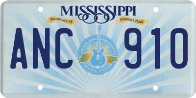 MS license plate ANC910