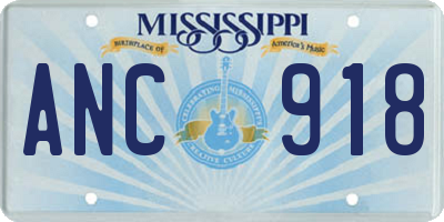 MS license plate ANC918