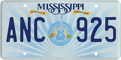 MS license plate ANC925