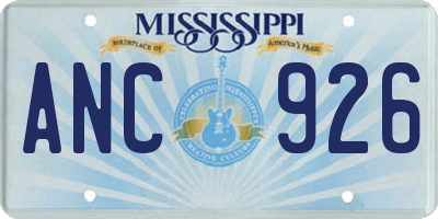 MS license plate ANC926