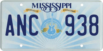 MS license plate ANC938