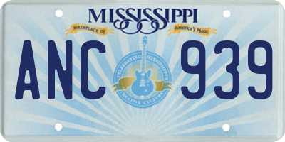 MS license plate ANC939