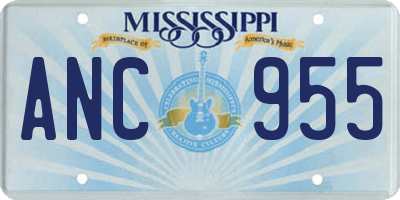 MS license plate ANC955