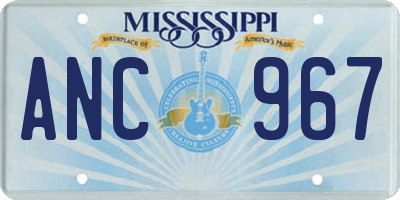 MS license plate ANC967
