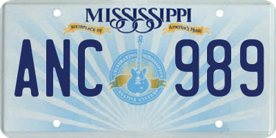 MS license plate ANC989