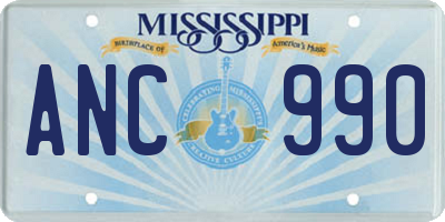 MS license plate ANC990