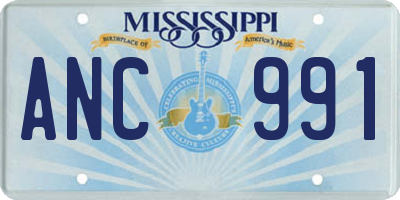 MS license plate ANC991