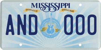 MS license plate AND000