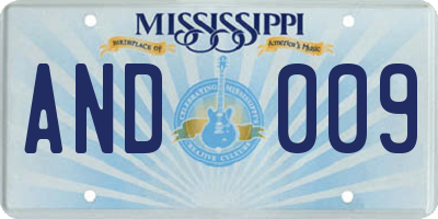 MS license plate AND009