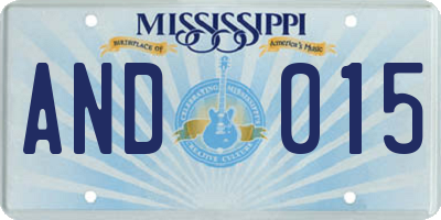 MS license plate AND015