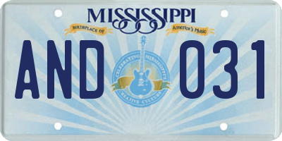 MS license plate AND031