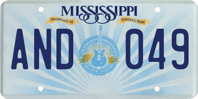 MS license plate AND049