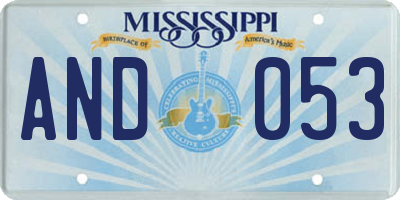 MS license plate AND053