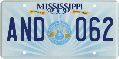 MS license plate AND062
