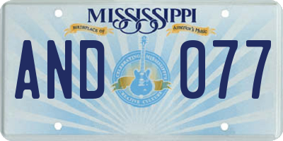 MS license plate AND077