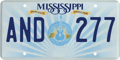 MS license plate AND277