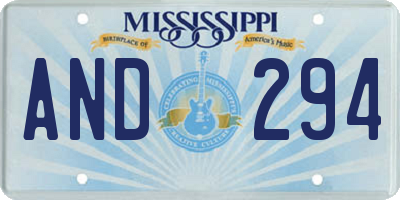 MS license plate AND294