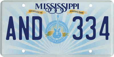 MS license plate AND334
