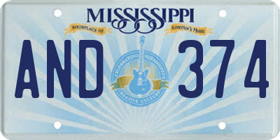 MS license plate AND374